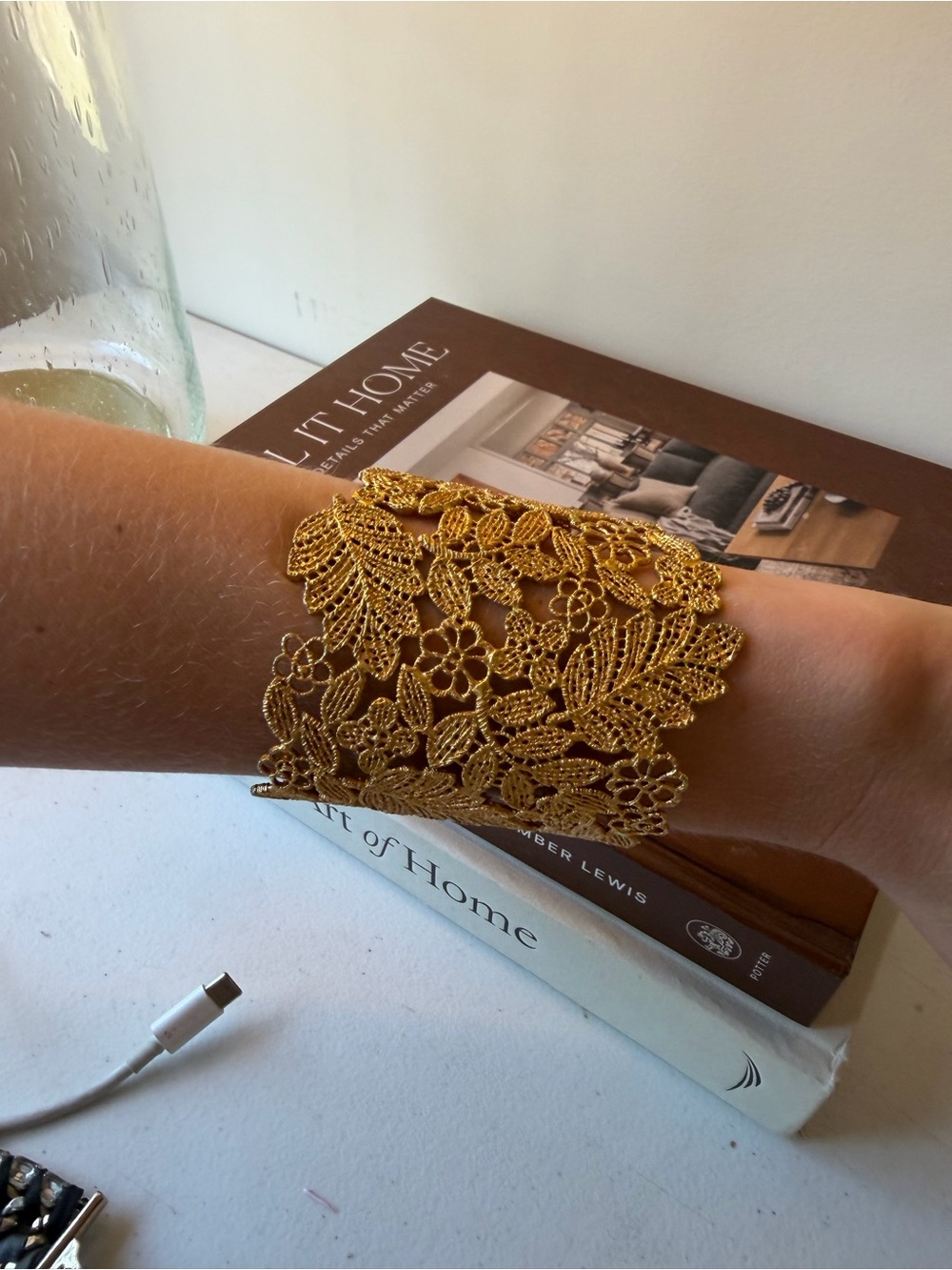 Stella & Dot Gold Floral Lace Bracelet